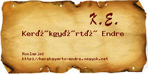 Kerékgyártó Endre névjegykártya
